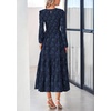 image:imagePRETTYGARDEN Womens Long Sleeve Boho Floral Midi Dress  Flowy Smocked A Line Tiered Lace Trim Pockets Elegant Fall Wedding Guest Dresses Spring Vacation Cruise Resort OutfitsNavy