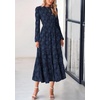 image:imagePRETTYGARDEN Womens Long Sleeve Boho Floral Midi Dress  Flowy Smocked A Line Tiered Lace Trim Pockets Elegant Fall Wedding Guest Dresses Spring Vacation Cruise Resort OutfitsNavy
