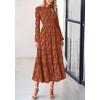 image:imagePRETTYGARDEN Womens Long Sleeve Boho Floral Midi Dress  Flowy Smocked A Line Tiered Lace Trim Pockets Elegant Fall Wedding Guest Dresses Spring Vacation Cruise Resort OutfitsBrick Red