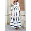 image:imagePRETTYGARDEN Womens Long Sleeve Floral Boho Maxi Wedding Guest Dress  Trendy BohemianV NeckRuffle Long DressesFlowy A LineElastic WaistElegant PartyFall FashionBeach Vacation ClothesFloral White Blue
