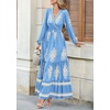 image:imagePRETTYGARDEN Womens Long Sleeve Floral Boho Maxi Wedding Guest Dress  Trendy BohemianV NeckRuffle Long DressesFlowy A LineElastic WaistElegant PartyFall FashionBeach Vacation ClothesFloral Sky Blue Apricot