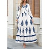 image:imagePRETTYGARDEN Womens Long Sleeve Floral Boho Maxi Wedding Guest Dress  Trendy BohemianV NeckRuffle Long DressesFlowy A LineElastic WaistElegant PartyFall FashionBeach Vacation ClothesFloral White Blue