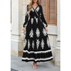 image:imagePRETTYGARDEN Womens Long Sleeve Floral Boho Maxi Wedding Guest Dress  Trendy BohemianV NeckRuffle Long DressesFlowy A LineElastic WaistElegant PartyFall FashionBeach Vacation ClothesFloral Black White