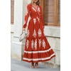 image:imagePRETTYGARDEN Womens Long Sleeve Floral Boho Maxi Wedding Guest Dress  Trendy BohemianV NeckRuffle Long DressesFlowy A LineElastic WaistElegant PartyFall FashionBeach Vacation ClothesFloral Brick Red White