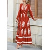 image:imagePRETTYGARDEN Womens Long Sleeve Floral Boho Maxi Wedding Guest Dress  Trendy BohemianV NeckRuffle Long DressesFlowy A LineElastic WaistElegant PartyFall FashionBeach Vacation ClothesFloral Brick Red White