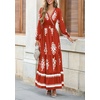 image:imagePRETTYGARDEN Womens Long Sleeve Floral Boho Maxi Wedding Guest Dress  Trendy BohemianV NeckRuffle Long DressesFlowy A LineElastic WaistElegant PartyFall FashionBeach Vacation ClothesFloral Brick Red White