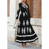 image:imagePRETTYGARDEN Womens Long Sleeve Floral Boho Maxi Wedding Guest Dress  Trendy BohemianV NeckRuffle Long DressesFlowy A LineElastic WaistElegant PartyFall FashionBeach Vacation ClothesFloral Black White