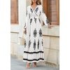 image:imagePRETTYGARDEN Womens Long Sleeve Floral Boho Maxi Wedding Guest Dress  Trendy BohemianV NeckRuffle Long DressesFlowy A LineElastic WaistElegant PartyFall FashionBeach Vacation ClothesFloral White Black