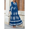 image:imagePRETTYGARDEN Womens Long Sleeve Floral Boho Maxi Wedding Guest Dress  Trendy BohemianV NeckRuffle Long DressesFlowy A LineElastic WaistElegant PartyFall FashionBeach Vacation ClothesFloral Lake Blue White