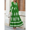 image:imagePRETTYGARDEN Womens Long Sleeve Floral Boho Maxi Wedding Guest Dress  Trendy BohemianV NeckRuffle Long DressesFlowy A LineElastic WaistElegant PartyFall FashionBeach Vacation ClothesFloral Green White