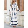 image:imagePRETTYGARDEN Womens Long Sleeve Floral Boho Maxi Wedding Guest Dress  Trendy BohemianV NeckRuffle Long DressesFlowy A LineElastic WaistElegant PartyFall FashionBeach Vacation ClothesFloral White Blue