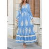 image:imagePRETTYGARDEN Womens Long Sleeve Floral Boho Maxi Wedding Guest Dress  Trendy BohemianV NeckRuffle Long DressesFlowy A LineElastic WaistElegant PartyFall FashionBeach Vacation ClothesFloral Sky Blue Apricot