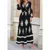 image:imagePRETTYGARDEN Womens Long Sleeve Floral Boho Maxi Wedding Guest Dress  Trendy BohemianV NeckRuffle Long DressesFlowy A LineElastic WaistElegant PartyFall FashionBeach Vacation ClothesFloral Black White