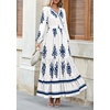 image:imagePRETTYGARDEN Womens Long Sleeve Floral Boho Maxi Wedding Guest Dress  Trendy BohemianV NeckRuffle Long DressesFlowy A LineElastic WaistElegant PartyFall FashionBeach Vacation ClothesFloral White Blue