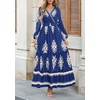 image:imagePRETTYGARDEN Womens Long Sleeve Floral Boho Maxi Wedding Guest Dress  Trendy BohemianV NeckRuffle Long DressesFlowy A LineElastic WaistElegant PartyFall FashionBeach Vacation ClothesFloral Navy Apricot