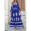 image:imagePRETTYGARDEN Womens Long Sleeve Floral Boho Maxi Wedding Guest Dress  Trendy BohemianV NeckRuffle Long DressesFlowy A LineElastic WaistElegant PartyFall FashionBeach Vacation ClothesFloral Royal Blue White