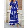 image:imagePRETTYGARDEN Womens Long Sleeve Floral Boho Maxi Wedding Guest Dress  Trendy BohemianV NeckRuffle Long DressesFlowy A LineElastic WaistElegant PartyFall FashionBeach Vacation ClothesFloral Royal Blue White