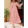 image:imagePRETTYGARDEN Womens Long Sleeve Ruffle Flowy Maxi Dress  Tiered ALine Square Neck Casual amp Boho Style Smocked Bodice Fall Wedding Guest Dresses Holiday Party Going Out OutfitsPink