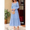 image:imagePRETTYGARDEN Womens Long Sleeve Ruffle Flowy Maxi Dress  Tiered ALine Square Neck Casual amp Boho Style Smocked Bodice Fall Wedding Guest Dresses Holiday Party Going Out OutfitsLight Blue