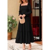 image:imagePRETTYGARDEN Womens Long Sleeve Ruffle Flowy Maxi Dress  Tiered ALine Square Neck Casual amp Boho Style Smocked Bodice Fall Wedding Guest Dresses Holiday Party Going Out OutfitsBlack