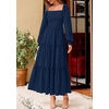 image:imagePRETTYGARDEN Womens Long Sleeve Ruffle Flowy Maxi Dress  Tiered ALine Square Neck Casual amp Boho Style Smocked Bodice Fall Wedding Guest Dresses Holiday Party Going Out OutfitsNavy Blue