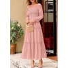 image:imagePRETTYGARDEN Womens Long Sleeve Ruffle Flowy Maxi Dress  Tiered ALine Square Neck Casual amp Boho Style Smocked Bodice Fall Wedding Guest Dresses Holiday Party Going Out OutfitsPink
