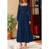 image:imagePRETTYGARDEN Womens Long Sleeve Ruffle Flowy Maxi Dress  Tiered ALine Square Neck Casual amp Boho Style Smocked Bodice Fall Wedding Guest Dresses Holiday Party Going Out OutfitsNavy Blue
