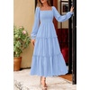 image:imagePRETTYGARDEN Womens Long Sleeve Ruffle Flowy Maxi Dress  Tiered ALine Square Neck Casual amp Boho Style Smocked Bodice Fall Wedding Guest Dresses Holiday Party Going Out OutfitsLight Blue
