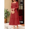 image:imagePRETTYGARDEN Womens Long Sleeve Ruffle Flowy Maxi Dress  Tiered ALine Square Neck Casual amp Boho Style Smocked Bodice Fall Wedding Guest Dresses Holiday Party Going Out OutfitsRed