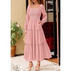 image:imagePRETTYGARDEN Womens Long Sleeve Ruffle Flowy Maxi Dress  Tiered ALine Square Neck Casual amp Boho Style Smocked Bodice Fall Wedding Guest Dresses Holiday Party Going Out OutfitsPink