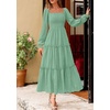 image:imagePRETTYGARDEN Womens Long Sleeve Ruffle Flowy Maxi Dress  Tiered ALine Square Neck Casual amp Boho Style Smocked Bodice Fall Wedding Guest Dresses Holiday Party Going Out OutfitsSage Green