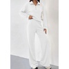 image:imagePRETTYGARDEN Womens Lounge Sets 2 Piece Outfits Sweatsuits  Half Zip Pullover Sweatshirts Wide Leg Pants Pockets Matching Workout Tracksuits Airport Travel Resort Wear Fall ClothesWhite