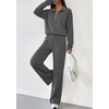 image:imagePRETTYGARDEN Womens Lounge Sets 2 Piece Outfits Sweatsuits  Half Zip Pullover Sweatshirts Wide Leg Pants Pockets Matching Workout Tracksuits Airport Travel Resort Wear Fall ClothesGrey