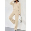 image:imagePRETTYGARDEN Womens Lounge Sets 2 Piece Outfits Sweatsuits  Half Zip Pullover Sweatshirts Wide Leg Pants Pockets Matching Workout Tracksuits Airport Travel Resort Wear Fall ClothesApricot