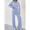 image:imagePRETTYGARDEN Womens Lounge Sets 2 Piece Outfits Sweatsuits  Half Zip Pullover Sweatshirts Wide Leg Pants Pockets Matching Workout Tracksuits Airport Travel Resort Wear Fall ClothesLight Blue