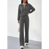 image:imagePRETTYGARDEN Womens Lounge Sets 2 Piece Outfits Sweatsuits  Half Zip Pullover Sweatshirts Wide Leg Pants Pockets Matching Workout Tracksuits Airport Travel Resort Wear Fall ClothesGrey