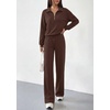 image:imagePRETTYGARDEN Womens Lounge Sets 2 Piece Outfits Sweatsuits  Half Zip Pullover Sweatshirts Wide Leg Pants Pockets Matching Workout Tracksuits Airport Travel Resort Wear Fall ClothesBrown