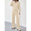 image:imagePRETTYGARDEN Womens Lounge Sets 2 Piece Outfits Sweatsuits  Half Zip Pullover Sweatshirts Wide Leg Pants Pockets Matching Workout Tracksuits Airport Travel Resort Wear Fall ClothesApricot