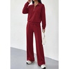 image:imagePRETTYGARDEN Womens Lounge Sets 2 Piece Outfits Sweatsuits  Half Zip Pullover Sweatshirts Wide Leg Pants Pockets Matching Workout Tracksuits Airport Travel Resort Wear Fall ClothesBurgundy