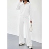 image:imagePRETTYGARDEN Womens Lounge Sets 2 Piece Outfits Sweatsuits  Half Zip Pullover Sweatshirts Wide Leg Pants Pockets Matching Workout Tracksuits Airport Travel Resort Wear Fall ClothesWhite