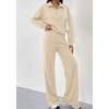 image:imagePRETTYGARDEN Womens Lounge Sets 2 Piece Outfits Sweatsuits  Half Zip Pullover Sweatshirts Wide Leg Pants Pockets Matching Workout Tracksuits Airport Travel Resort Wear Fall ClothesApricot