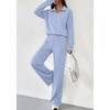 image:imagePRETTYGARDEN Womens Lounge Sets 2 Piece Outfits Sweatsuits  Half Zip Pullover Sweatshirts Wide Leg Pants Pockets Matching Workout Tracksuits Airport Travel Resort Wear Fall ClothesLight Blue