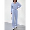 image:imagePRETTYGARDEN Womens Lounge Sets 2 Piece Outfits Sweatsuits  Half Zip Pullover Sweatshirts Wide Leg Pants Pockets Matching Workout Tracksuits Airport Travel Resort Wear Fall ClothesLight Blue