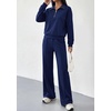 image:imagePRETTYGARDEN Womens Lounge Sets 2 Piece Outfits Sweatsuits  Half Zip Pullover Sweatshirts Wide Leg Pants Pockets Matching Workout Tracksuits Airport Travel Resort Wear Fall ClothesDark Blue