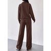 image:imagePRETTYGARDEN Womens Lounge Sets 2 Piece Outfits Sweatsuits  Half Zip Pullover Sweatshirts Wide Leg Pants Pockets Matching Workout Tracksuits Airport Travel Resort Wear Fall ClothesBrown