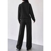 image:imagePRETTYGARDEN Womens Lounge Sets 2 Piece Outfits Sweatsuits  Half Zip Pullover Sweatshirts Wide Leg Pants Pockets Matching Workout Tracksuits Airport Travel Resort Wear Fall ClothesBlack