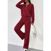 image:imagePRETTYGARDEN Womens Lounge Sets 2 Piece Outfits Sweatsuits  Half Zip Pullover Sweatshirts Wide Leg Pants Pockets Matching Workout Tracksuits Airport Travel Resort Wear Fall ClothesBurgundy