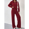 image:imagePRETTYGARDEN Womens Lounge Sets 2 Piece Outfits Sweatsuits  Half Zip Pullover Sweatshirts Wide Leg Pants Pockets Matching Workout Tracksuits Airport Travel Resort Wear Fall ClothesBurgundy