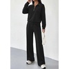 image:imagePRETTYGARDEN Womens Lounge Sets 2 Piece Outfits Sweatsuits  Half Zip Pullover Sweatshirts Wide Leg Pants Pockets Matching Workout Tracksuits Airport Travel Resort Wear Fall ClothesBlack
