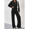 image:imagePRETTYGARDEN Womens Lounge Sets 2 Piece Outfits Sweatsuits  Half Zip Pullover Sweatshirts Wide Leg Pants Pockets Matching Workout Tracksuits Airport Travel Resort Wear Fall ClothesBlack